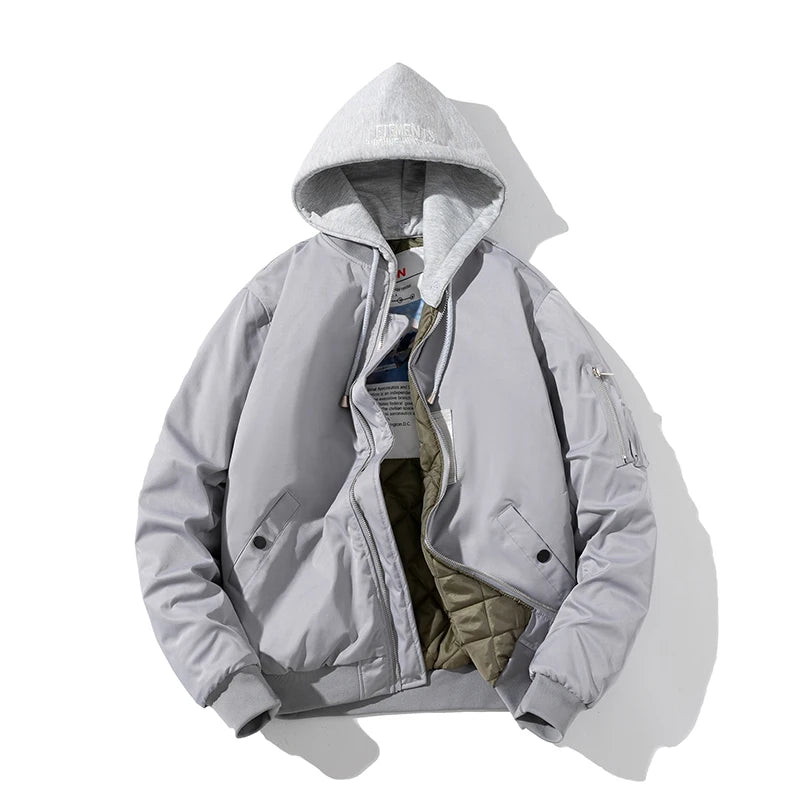 Chaqueta Bomber para hombre y mujer, chaqueta de piloto lisa de otoño e invierno, abrigo de béisbol con capucha Vintage a la moda, cortavientos informal, rojo, rosa, Borgoña