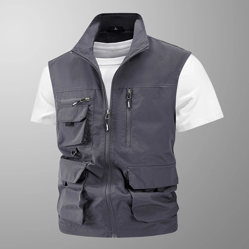 Chaqueta de caza para acampar, chaleco de trabajo para hombre, cortavientos táctico, talla grande, Golf, sin mangas, pesca, abrigo impermeable, chaleco de verano