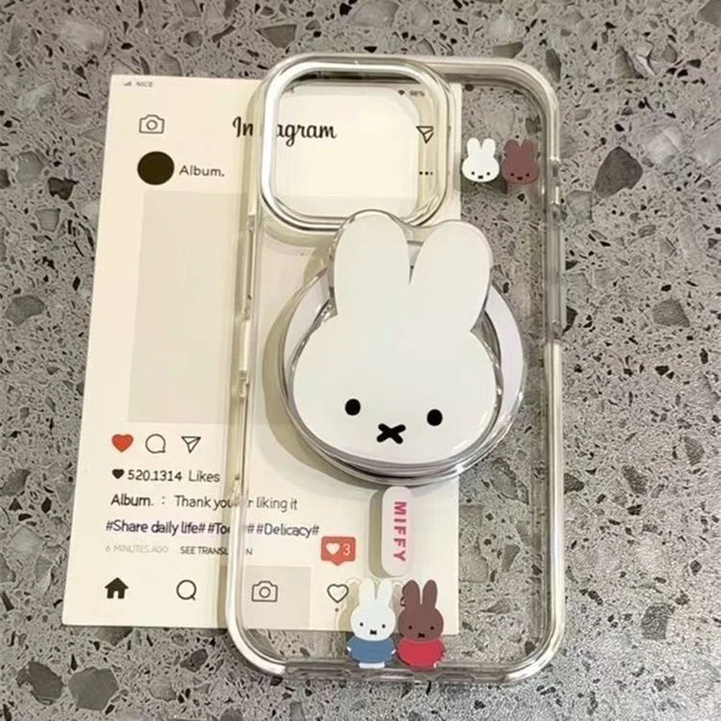 Soporte magnético para teléfono Kawaii Miffy Rabbit, soporte portátil telescópico de dibujos animados, soporte magnético para Airbag para teléfono móvil, regalo de cumpleaños para niña