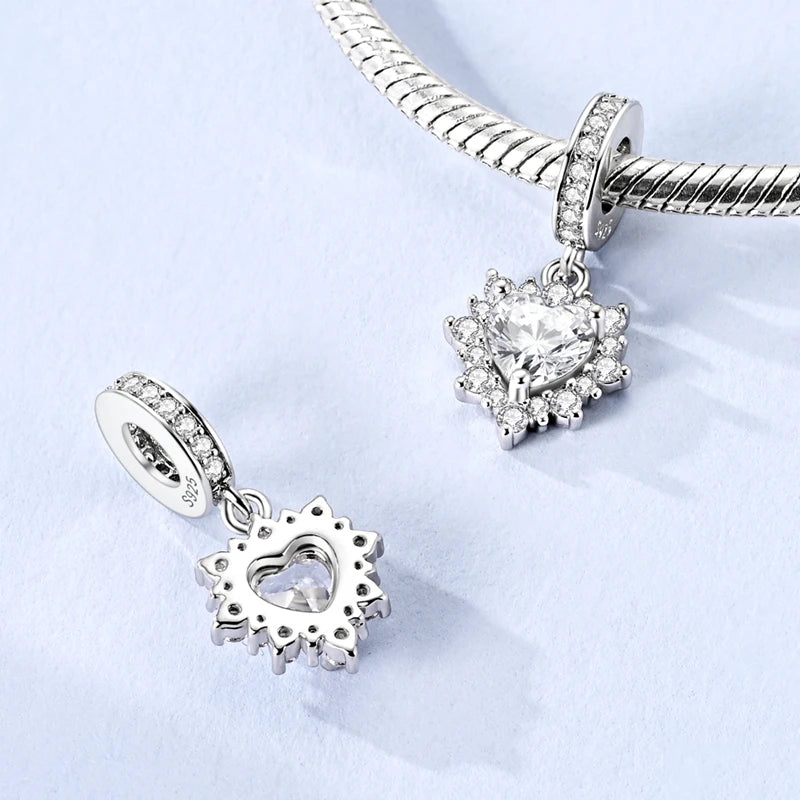 Abalorio de Plata de Ley 925 con Forma de Corazón y Cielo Estrellado, Abalorio Familiar de Madre, Hija e Hermana, Compatible con Pulseras, Colgante, Joyería DIY para Mujer, Regalo