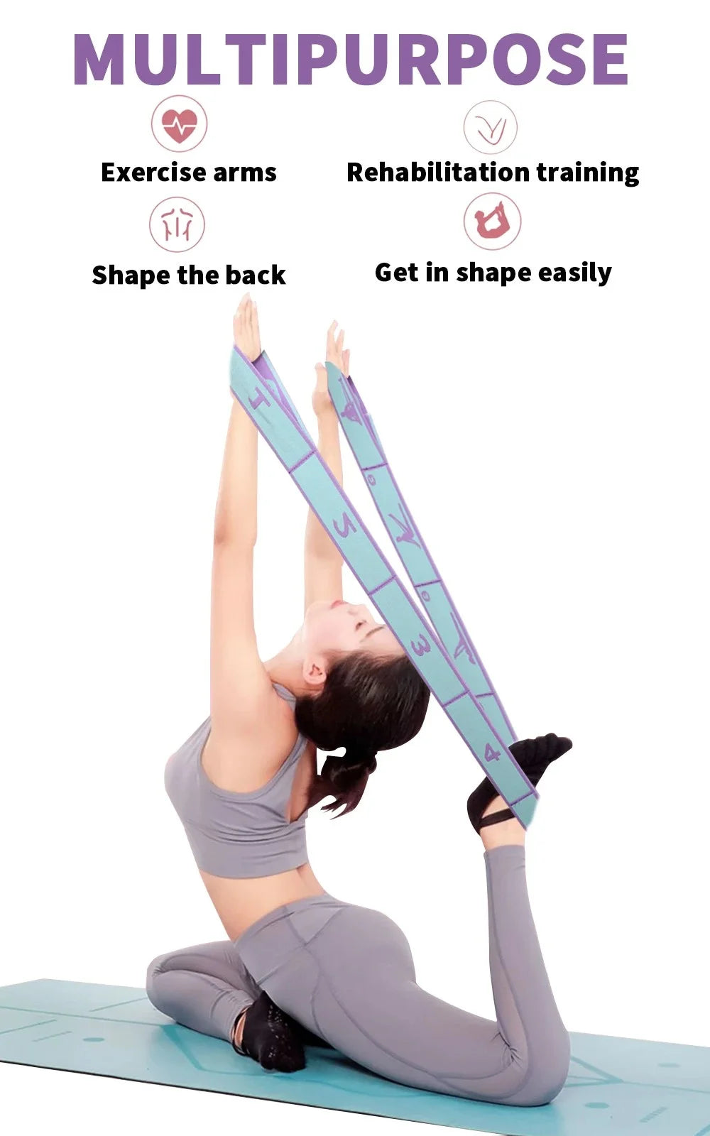 Bandas elásticas de resistencia para Yoga, 8/9 secciones, Ballet, Pilates, ejercicios de estiramiento, banda de entrenamiento físico para baile para niños y adultos en casa
