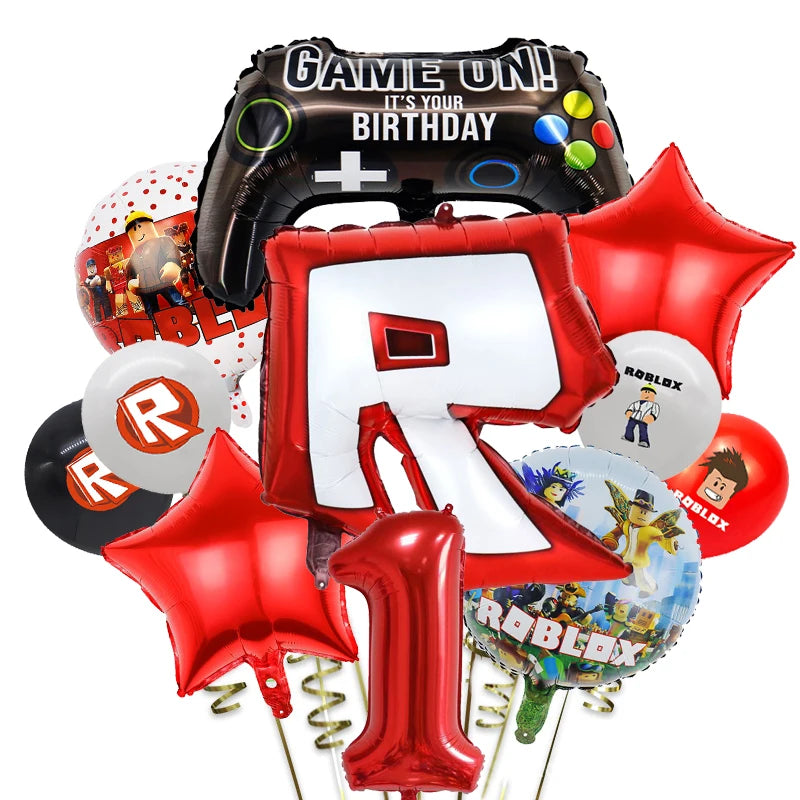 Roblox-Juego de decoración para fiesta de cumpleaños, vajilla de juego, bolsa de regalo, mantel, globo, adorno para pastel, telón de fondo, suministros para fiesta Baby Showe Roblox