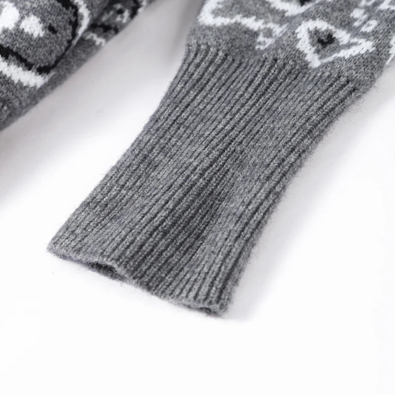 Cárdigan Vintage de punto Jacquard con cuello levantado para mujer, suéter holgado con bolsillos de manga larga y cremallera, prendas de punto suaves para primavera 2026