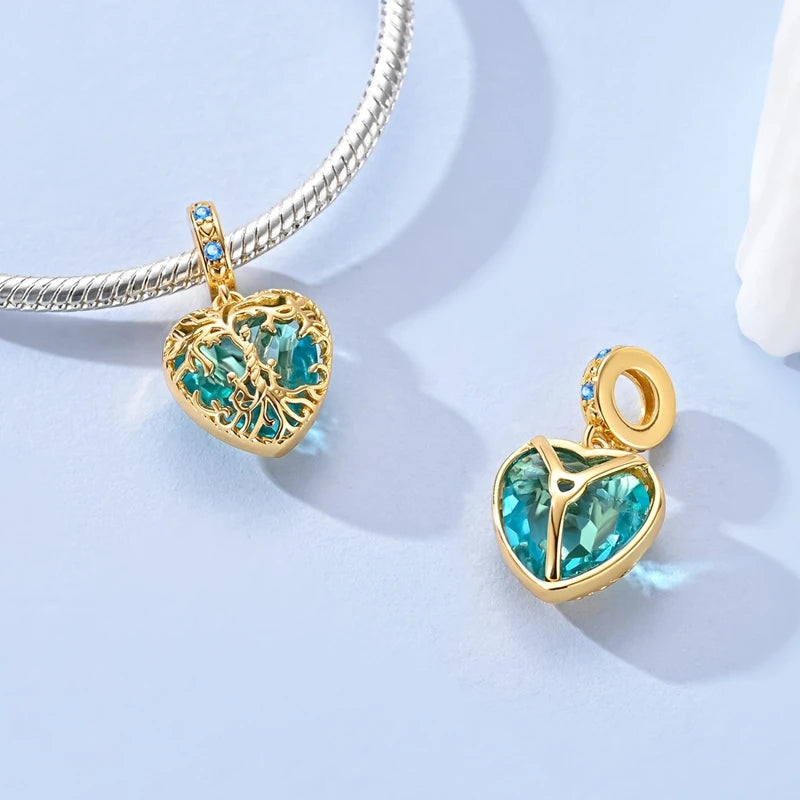 Abalorio de Plata de Ley 925 con Forma de Corazón y Cielo Estrellado, Abalorio Familiar de Madre, Hija e Hermana, Compatible con Pulseras, Colgante, Joyería DIY para Mujer, Regalo