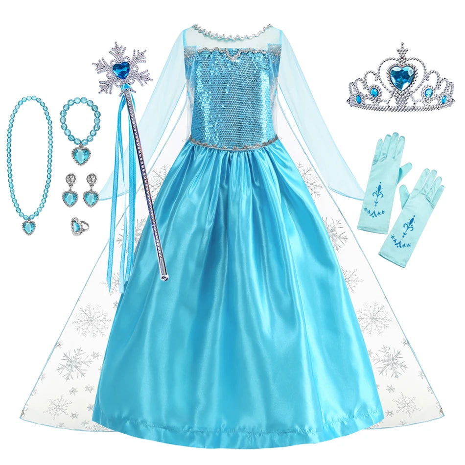 Vestido de Elsa Frozen 2026 para Niña, Disfraz de Princesa para Halloween, Fiesta de Disfraces, Disfraz de Reina de las Nieves para Niños, Vestido Infantil