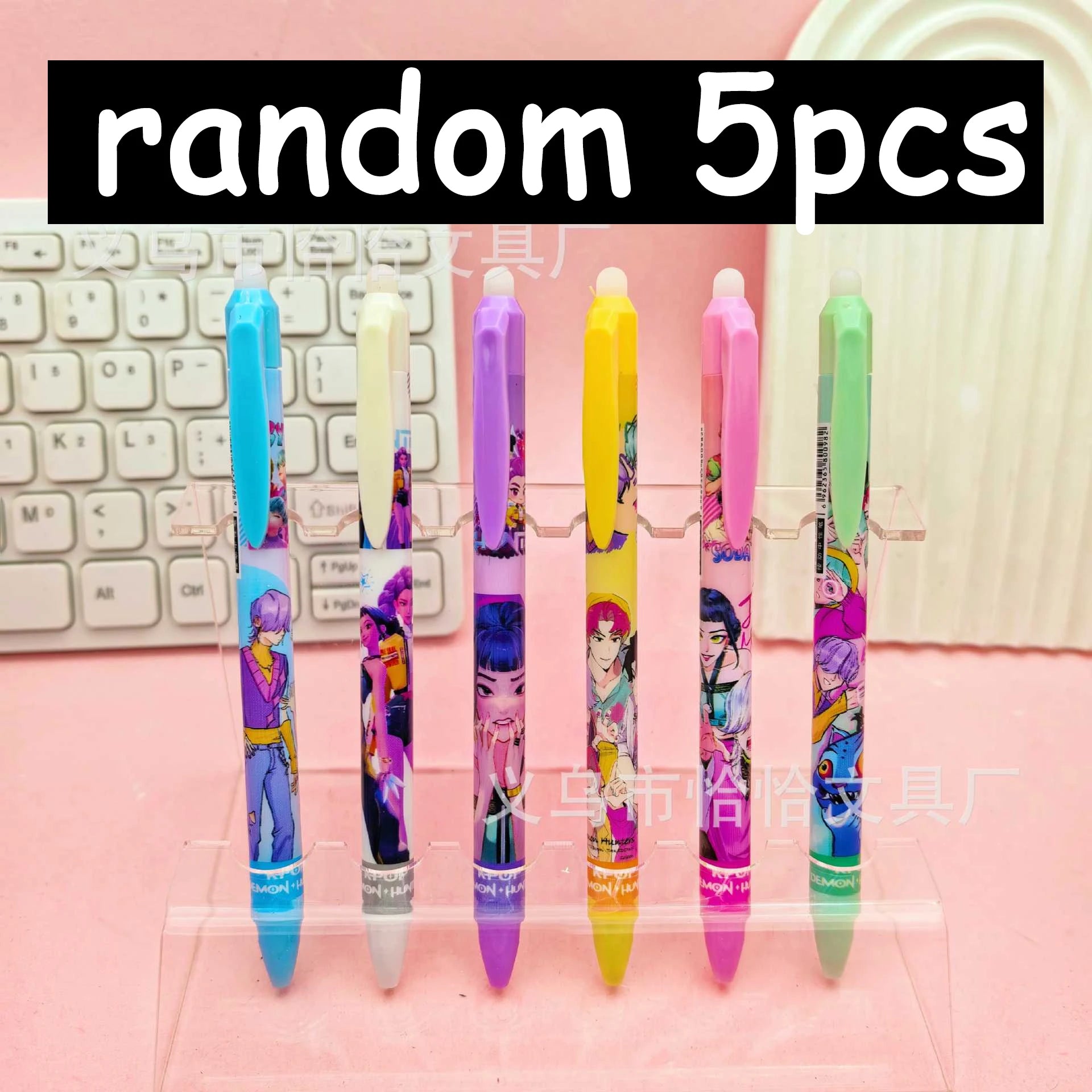 Bolígrafos Borrables Kpop Demon Hunter, Bolígrafos de Gel Kawaii Rumi Mira Zoey para Niños, Estudiantes, Material Escolar, Oficina, Escritura, Regalo de Cumpleaños