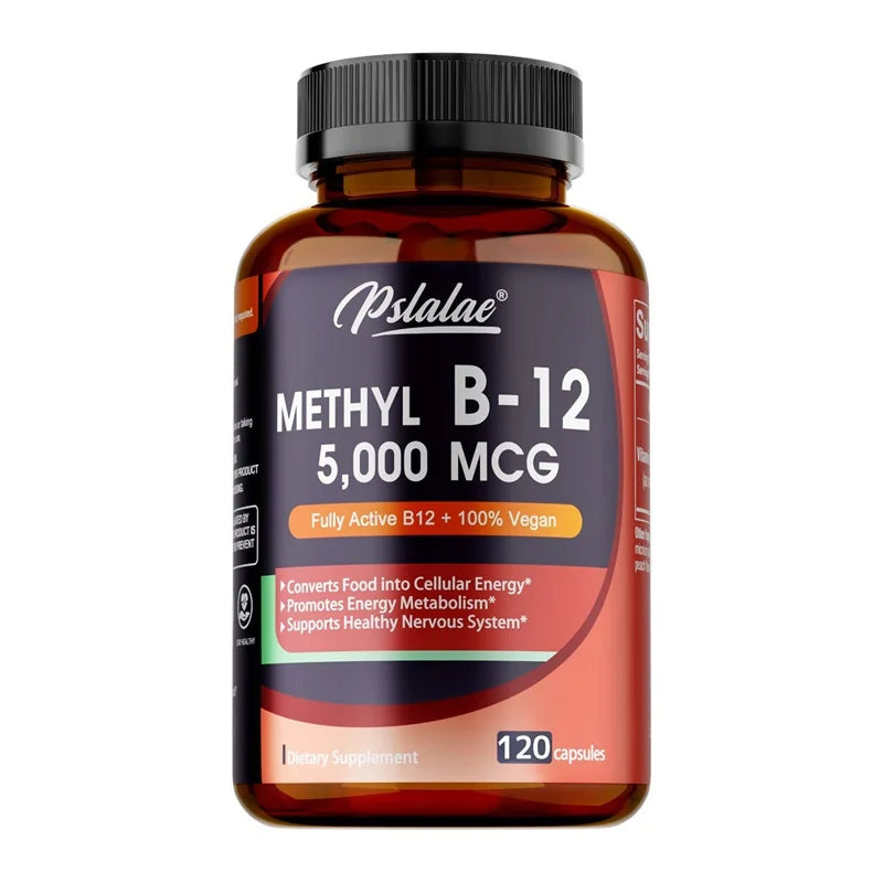 Vitamina B12 - Suplemento MCG 5000 -Benemó la función cerebral y corazón, admite memoria, aprendizaje, ayuda a aumentar la energía natural