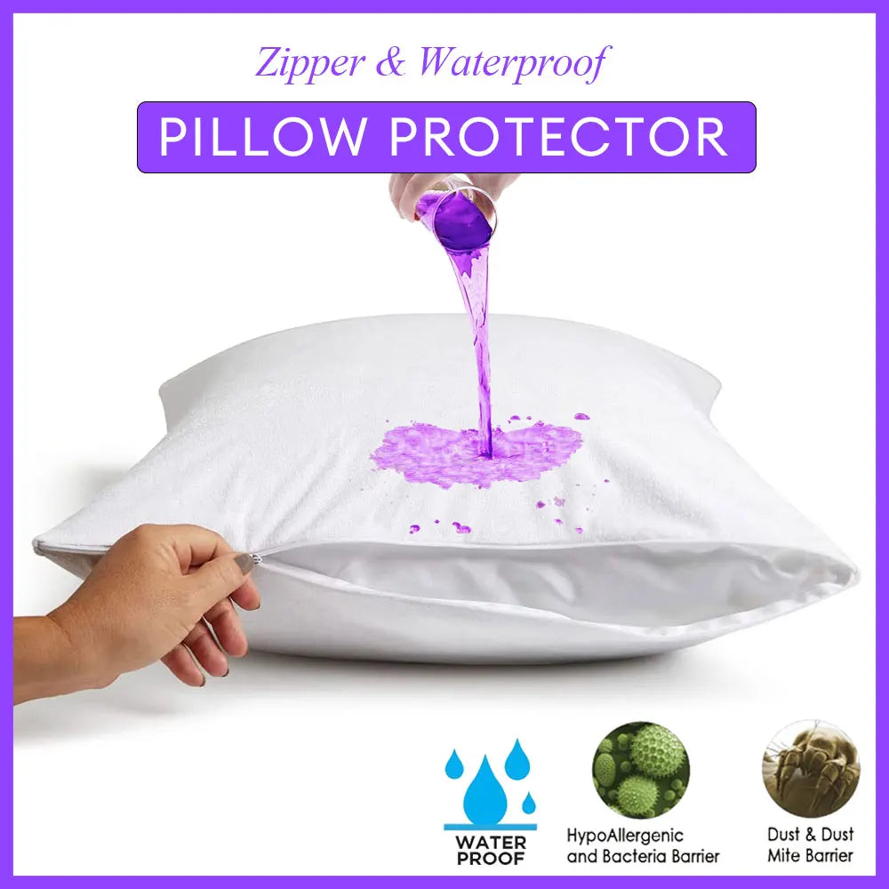 Funda de almohada impermeable, tela de felpa de algodón, Protector de almohada con cremallera, a prueba de insectos y hipoalergénico, 50x70cm, 1 ud.