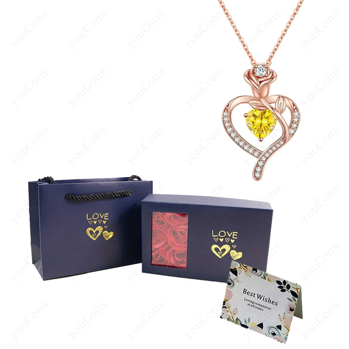 Collares con Colgante de Piedra Natalicia en Forma de Corazón con Caja de Regalo de Rosas para Mujer, Madre, Novia, San Valentín, Navidad, Cumpleaños, Nueva Joyería 2026