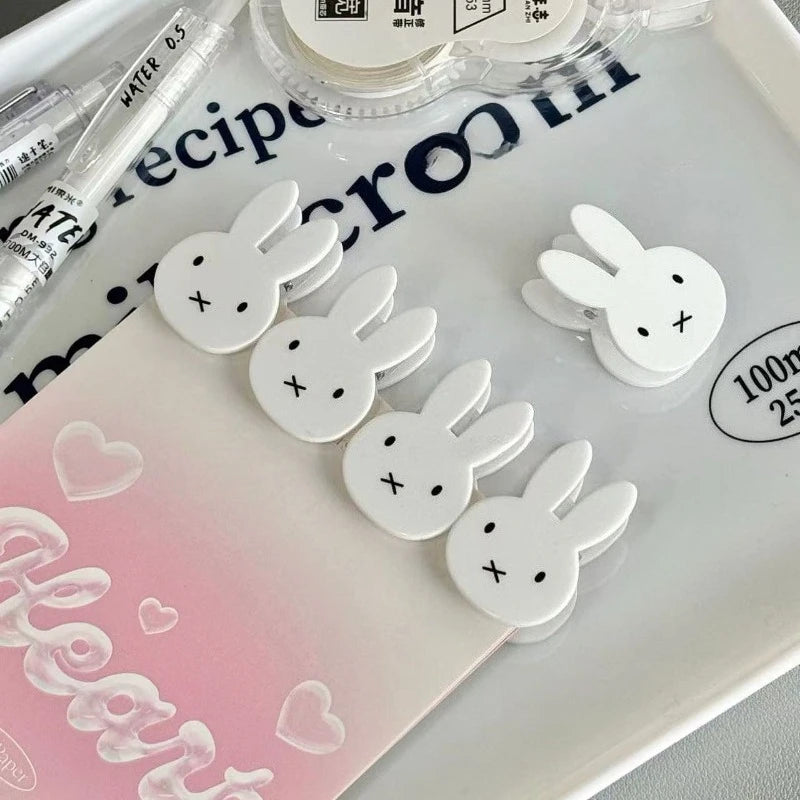 Miffy Rabbit PP-Clips Kawaii Soportes de fotos de plástico transparente para la escuela/oficina Clips de documentos duraderos para entradas y recibos