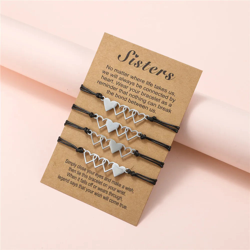 Pulsera de pareja para mujer, cadena de cuerda trenzada hecha a mano, corazón de madre e hija, pulseras con dijes, regalo de joyería de hermana de la amistad de la suerte