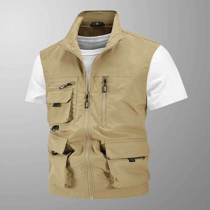 Chaqueta de caza para acampar, chaleco de trabajo para hombre, cortavientos táctico, talla grande, Golf, sin mangas, pesca, abrigo impermeable, chaleco de verano
