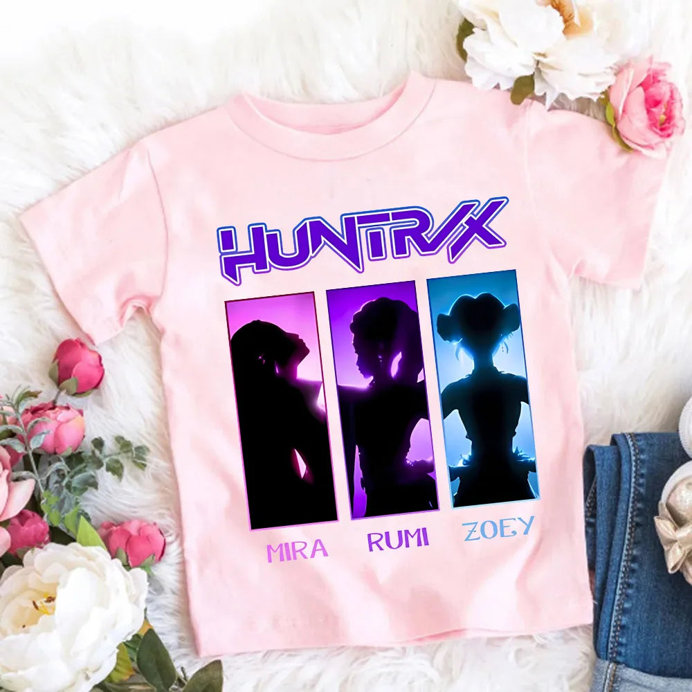 Camiseta de Algodón Suave para Niñas, Diseño de la Película 2026, Ropa Infantil, Regalos para Fans del K-Pop Demon Hunters, Ropa para Niños, Tops Casuales a la Moda