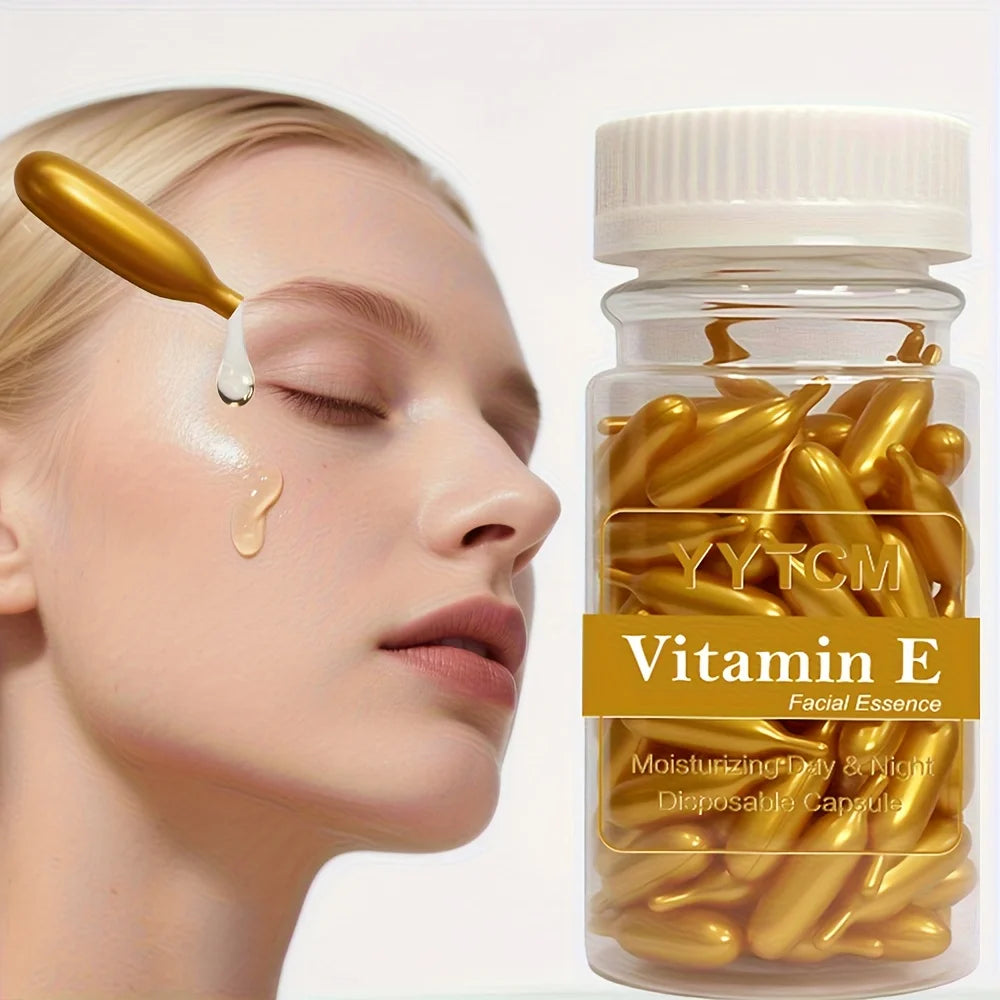 Cápsulas de Suero de Vitamina E, Cápsulas de Esencia de Un Solo Uso, Hidratantes y Humectantes para la Piel Facial, 90 Cápsulas/Botella - 1 Botella