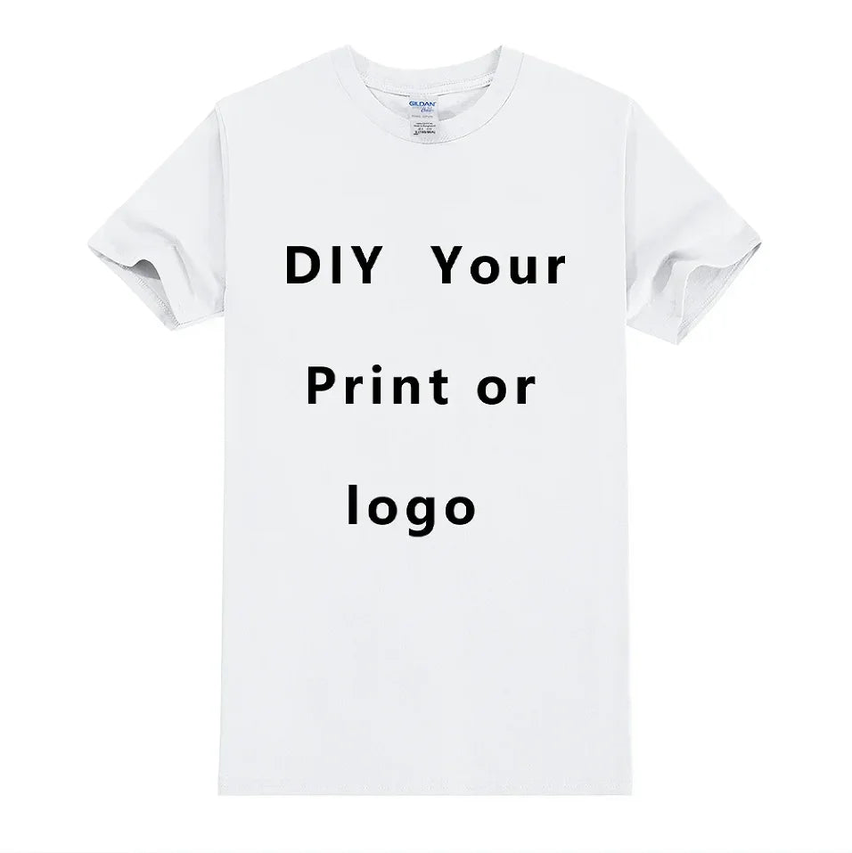 Camisa de manga corta de Color sólido con cuello redondo de algodón puro 100%, libre para agregar su propio diseño, camiseta informal suave, camiseta personalizada