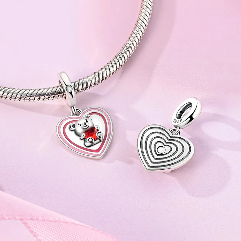 Abalorio de Plata de Ley 925 con Forma de Corazón y Cielo Estrellado, Abalorio Familiar de Madre, Hija e Hermana, Compatible con Pulseras, Colgante, Joyería DIY para Mujer, Regalo