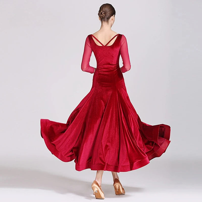 Nuevo vestido de baile moderno de terciopelo personalizado 1884 traje de baile de salón Vestito Latino Americano Donna trajes de Drag Queen
