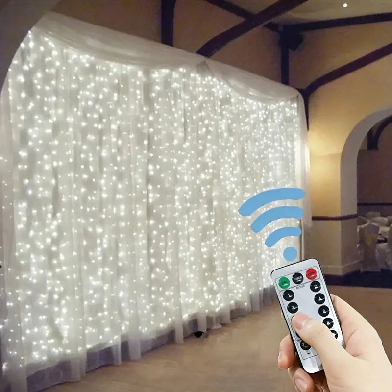 Guirnalda de luces LED para cortina de 3/4/6m, adorno USB con Control remoto, guirnalda de luces, decoración navideña para dormitorio y hogar