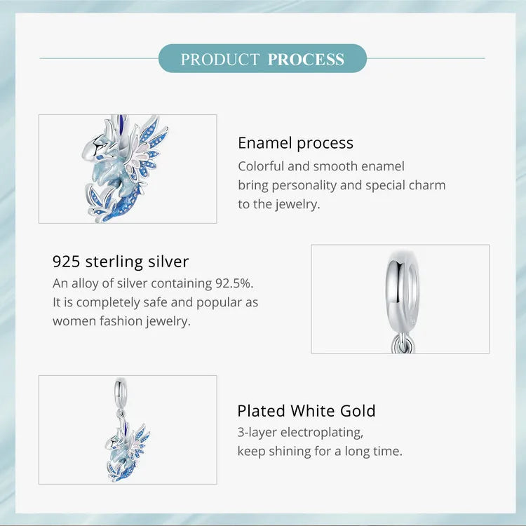WOSTU-Colgante de estrella de dragón volador esmaltado de Plata de Ley 925, colgante de corazón, amor, supermomo, compatible con pulsera DIY, regalo para el día de la madre