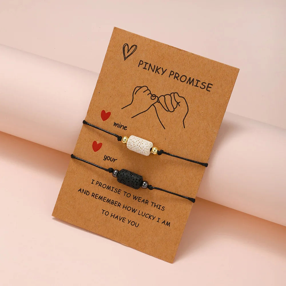Pulsera de pareja para mujer, cadena de cuerda trenzada hecha a mano, corazón de madre e hija, pulseras con dijes, regalo de joyería de hermana de la amistad de la suerte