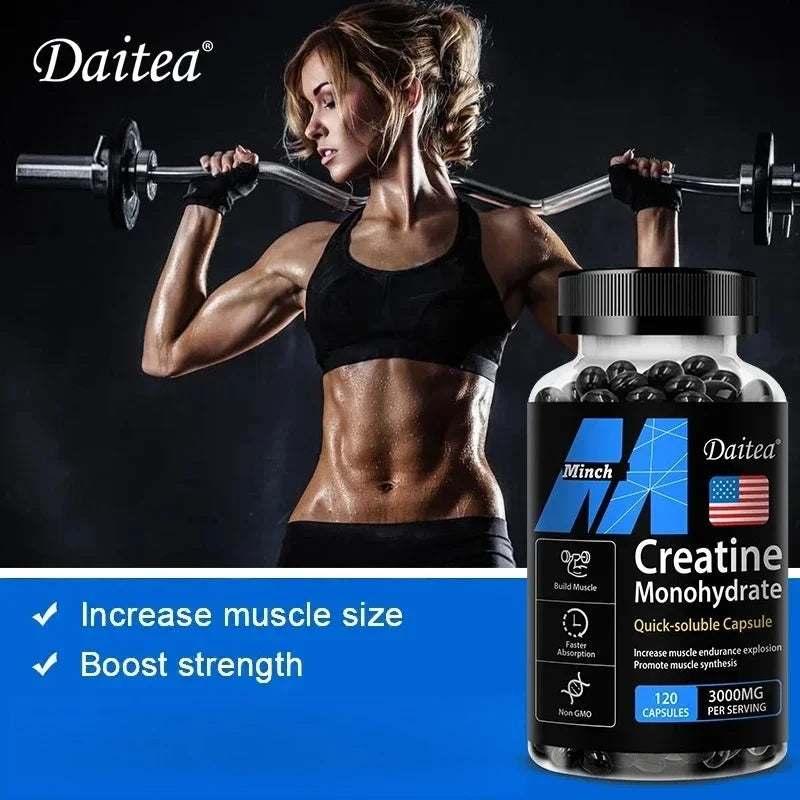 Monohidrato de creatina: 3.000 mg por servicio, creación de preentrenamiento para ayudar a desarrollar los músculos, mejorar la energía y el rendimiento