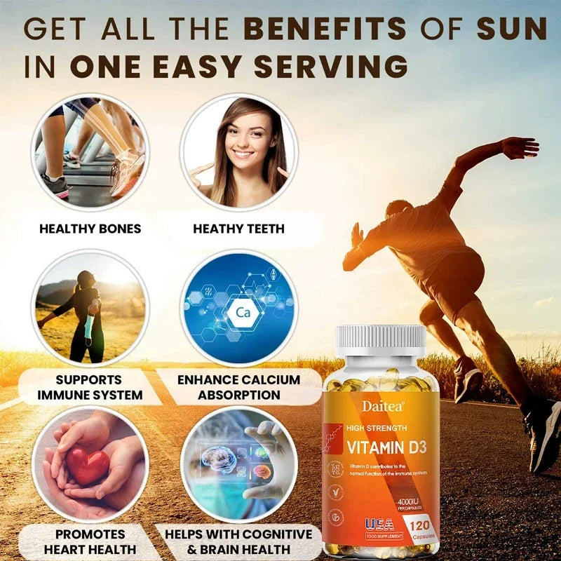 Cápsulas de vitamina D3 4000IU proporcionan inmune, apoyo óseo, promover la absorción de calcio, promueve la salud muscular, el sistema nervioso