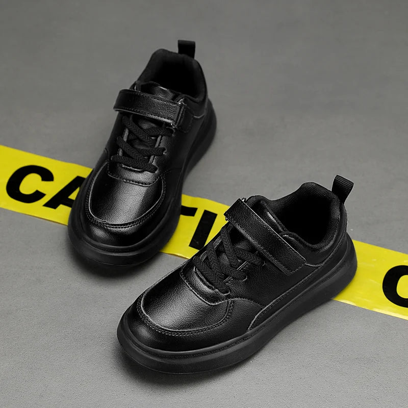 Zapatos Deportivos negros para niños, zapatos planos de cuero, zapatos blancos pequeños, Tenis deportivos ligeros para niñas