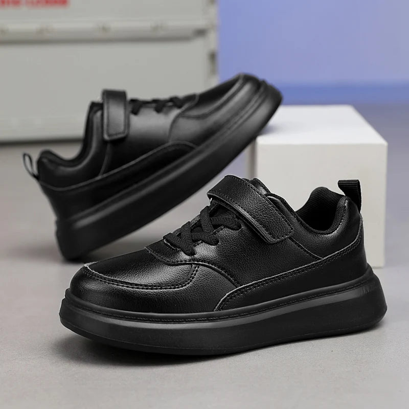 Zapatos Deportivos negros para niños, zapatos planos de cuero, zapatos blancos pequeños, Tenis deportivos ligeros para niñas