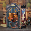 CUTEBEE-Kit de rincón de libros DIY, casa de muñecas en miniatura con inserto de estantería de madera ligera, decoración de librería Retro para regalos, serie de librería