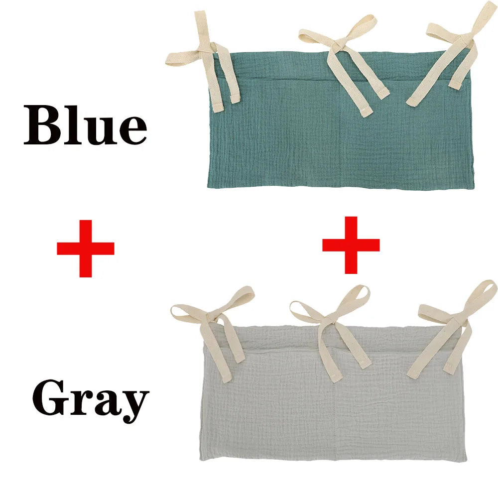 Organizador para cuna de bebé, bolsa de almacenamiento para cama Caddy, 2 bolsillos, colgante para cabecera de cama, organizador para pañales, juguetes y ropa