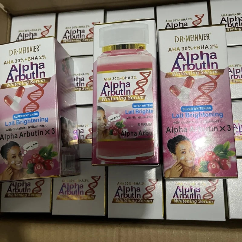 120ml SUPER AHA 30%+BHA2% Alpha Arbutin X 3 Suero facial Iluminador de leche con glutatión y vitamina C Crema