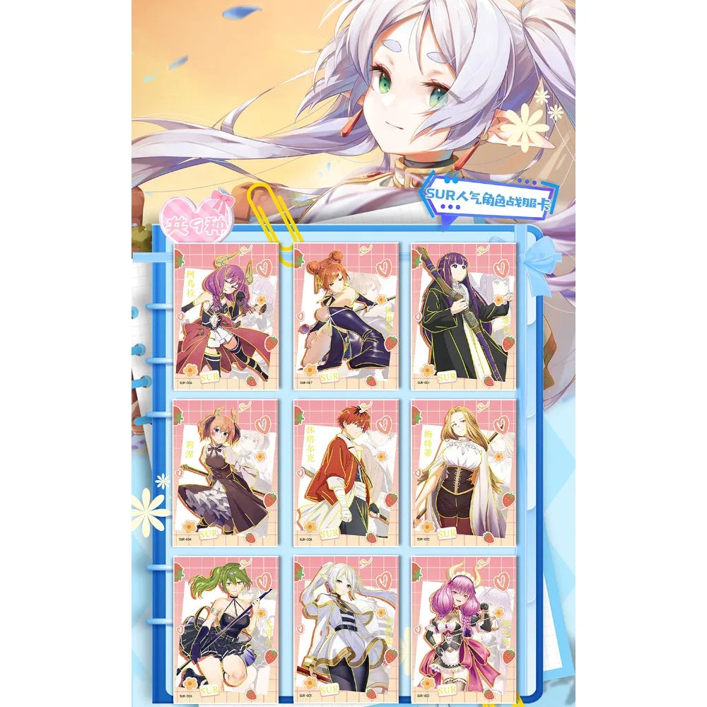 Frieren: Tarjeta de colección de Anime Beyond Journey's End, hermosa y exquisita tarjetas de personajes de raíz de billete láser, juguetes de mesa familiares