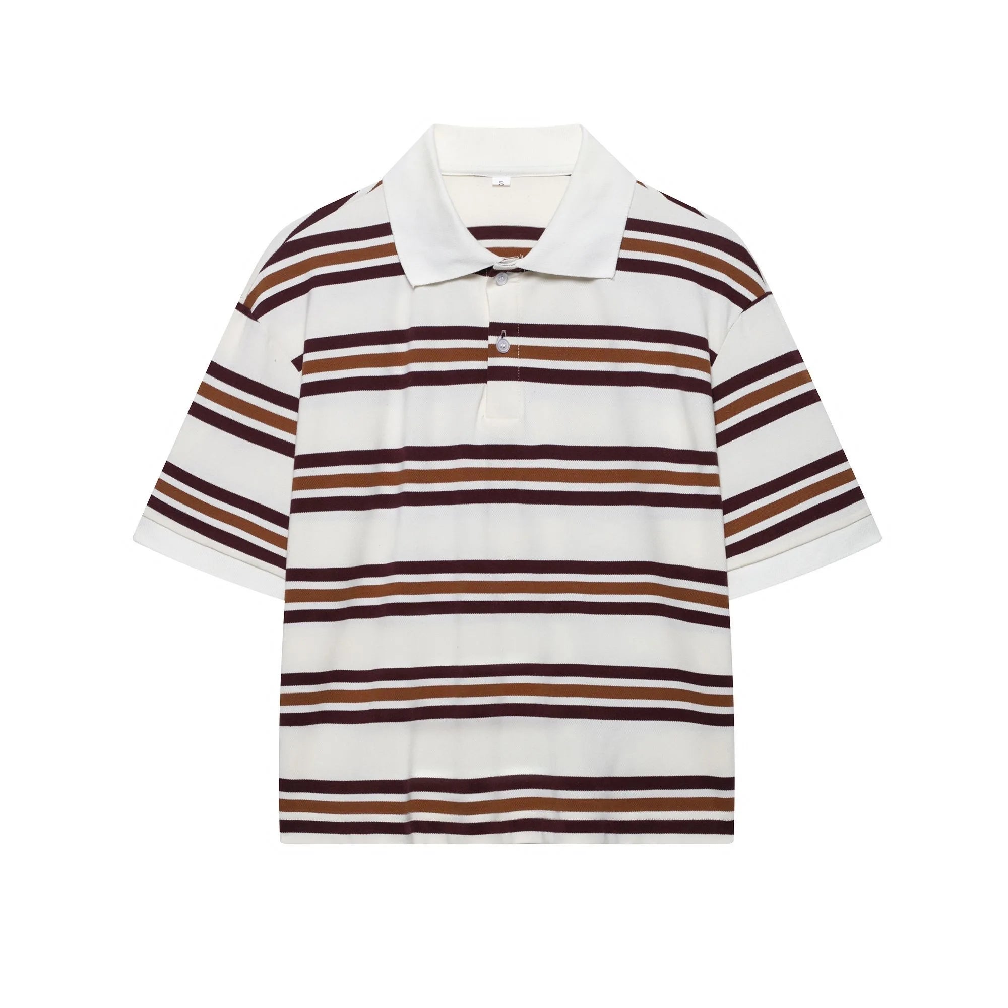Polos de verano para Mujer, pantalones cortos de manga corta a rayas marrones, ropa Vintage, Polos para Mujer, ropa de calle, Tops cortos informales