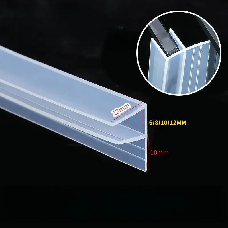 Tiras de sellado de puertas de vidrio de silicona, tira de retención de agua para baño, ducha, tapón de tiro, sellador de huecos de puerta de balcón y ventana de 6-12mm