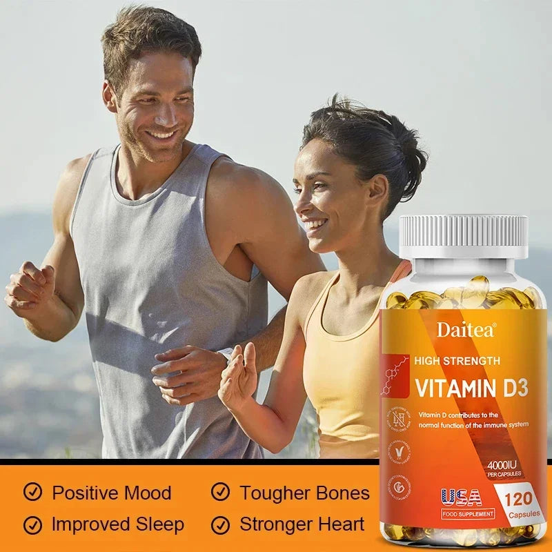 Cápsulas de vitamina D3 4000IU proporcionan inmune, apoyo óseo, promover la absorción de calcio, promueve la salud muscular, el sistema nervioso