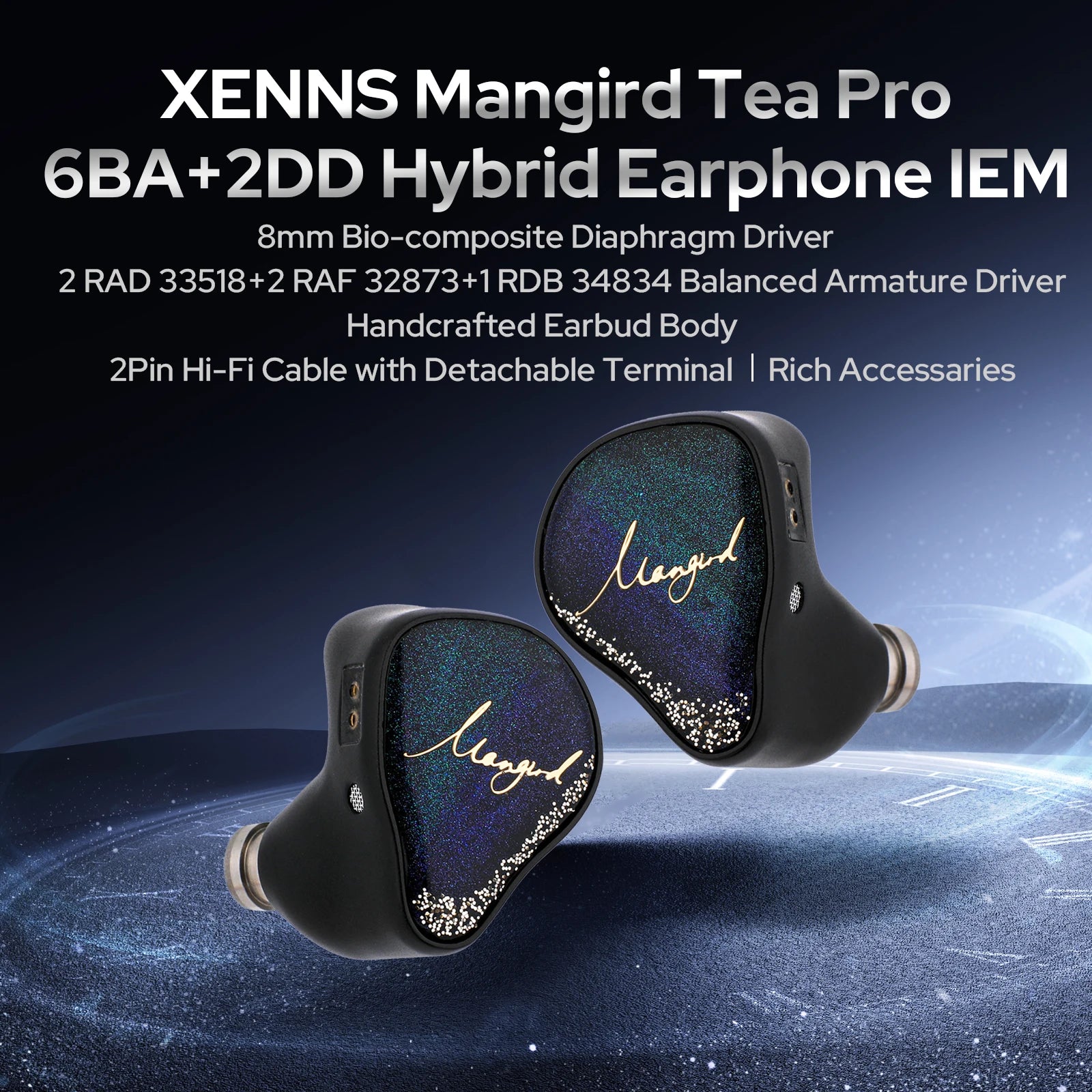 Preorden Xenns Mangird Tea Pro 2024 Auriculares híbridos de alta fidelidad IEM de mayor rendimiento actualizados 6BA + 2DD con cable personalizado Xenns