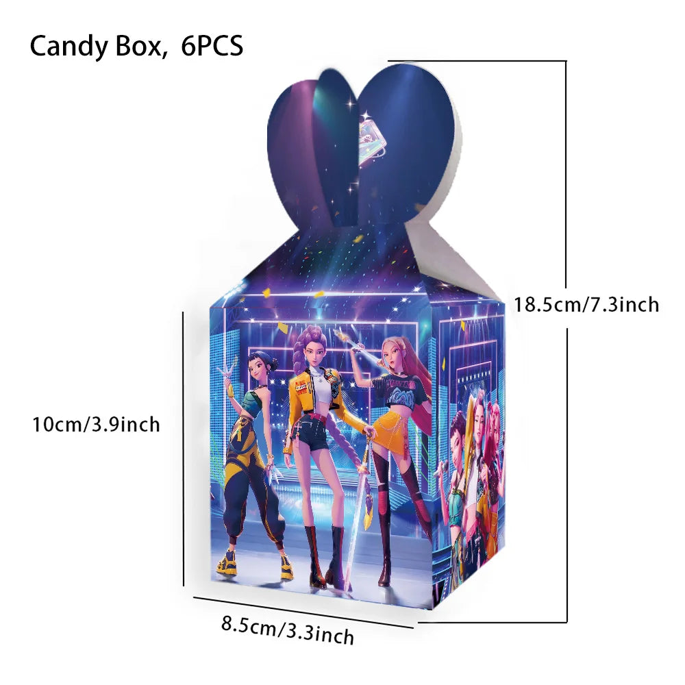 Vajilla desechable para fiesta temática de cazadores de demonios k-pop, plato con bandera de cazador, globo, decoración de cazadores, suministros para fiesta de cumpleaños