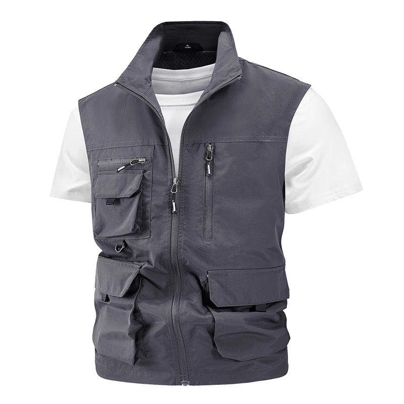 Chaqueta de caza para acampar, chaleco de trabajo para hombre, cortavientos táctico, talla grande, Golf, sin mangas, pesca, abrigo impermeable, chaleco de verano