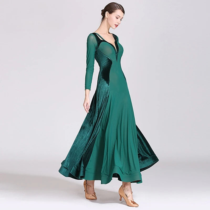 Nuevo vestido de baile moderno de terciopelo personalizado 1884 traje de baile de salón Vestito Latino Americano Donna trajes de Drag Queen