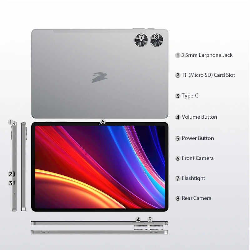 Tableta SVITOO Android 16 2025 de 11 pulgadas, 1280 x 800 HD IPS, procesador Octa-Core, 16 GB de RAM, 128 GB de ROM, expandible de 1 TB, batería 8800 mAh, WiFi 5, Bluetooth 5.0, GPS, Widevine L1, teclado, ratón y funda
