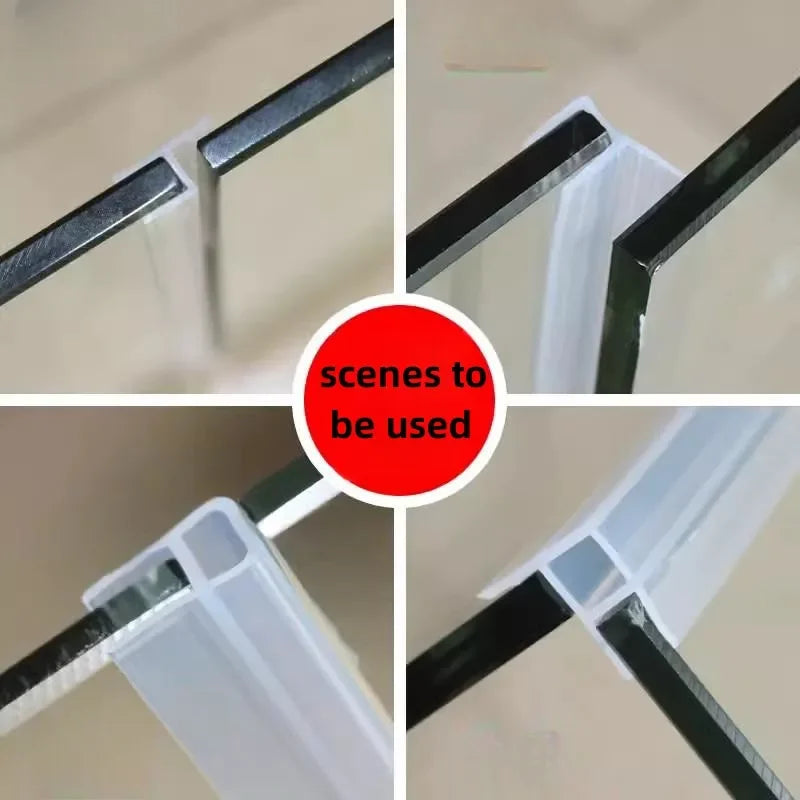 Tiras de sellado de puertas de vidrio de silicona, tira de retención de agua para baño, ducha, tapón de tiro, sellador de huecos de puerta de balcón y ventana de 6-12mm