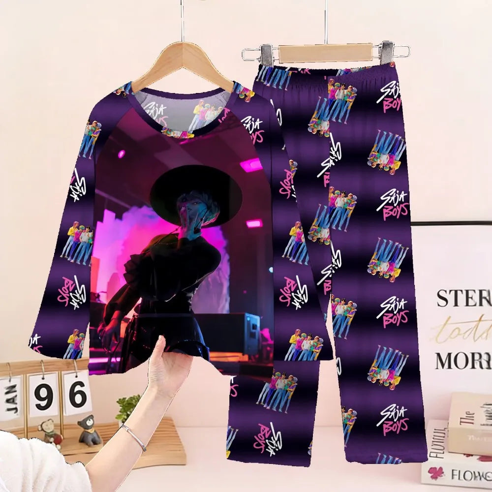 2 unid/set conjunto de pijamas para niño niña niños de 3 a 4 5 6 7 8 9 10 11 12 años de manga larga Kpop Demon Hunters Pijama ropa para niños