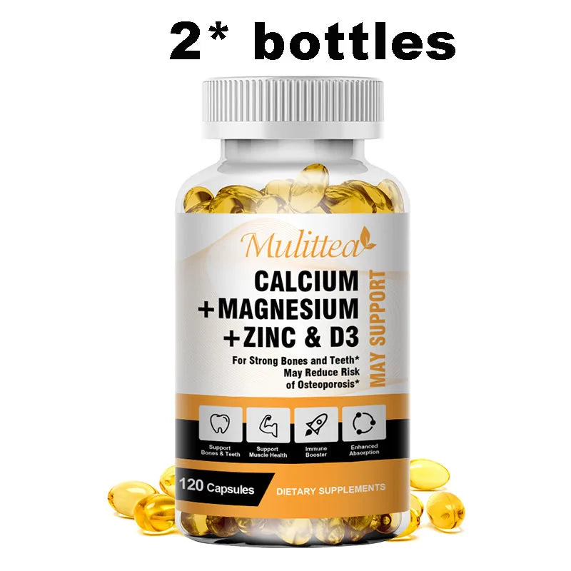 Mulittea-cápsulas de Zinc y magnesio de calcio con vitamina D3 para huesos fuertes y sistema nervioso, salud y promueve el crecimiento celular