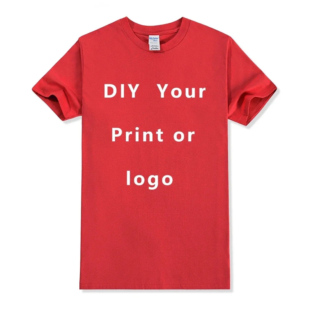 Camisa de manga corta de Color sólido con cuello redondo de algodón puro 100%, libre para agregar su propio diseño, camiseta informal suave, camiseta personalizada