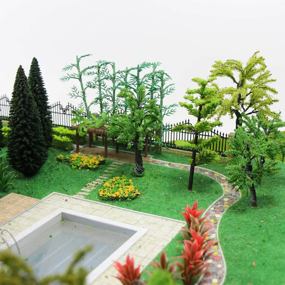 Evemodel-alfombrilla de césped de 0,4 m x 1m, modelo de césped Artificial verde, alfombras de césped para modelo arquitectónico, diseño de tren de paisaje, escala HO O N
