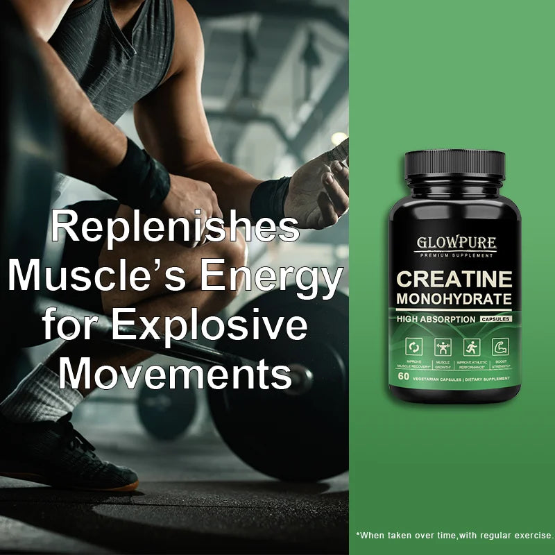 Cápsulas de monohidrato de creatina para mejorar la masa muscular, mejorar la fuerza y el rendimiento, recuperación de entrenamiento, ganador de masa