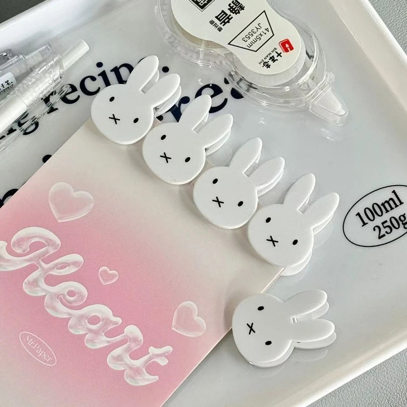 Miffy Rabbit PP-Clips Kawaii Soportes de fotos de plástico transparente para la escuela/oficina Clips de documentos duraderos para entradas y recibos