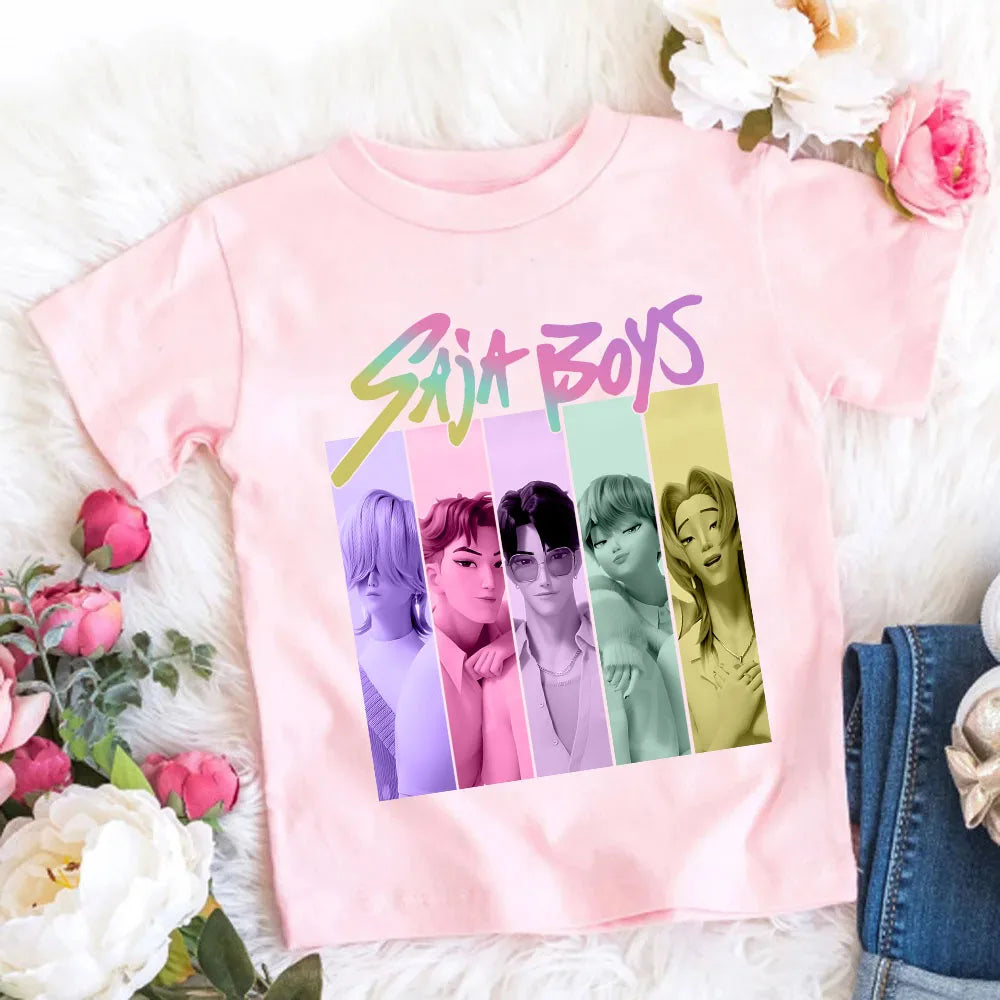 Camiseta de Algodón Suave para Niñas, Diseño de la Película 2026, Ropa Infantil, Regalos para Fans del K-Pop Demon Hunters, Ropa para Niños, Tops Casuales a la Moda