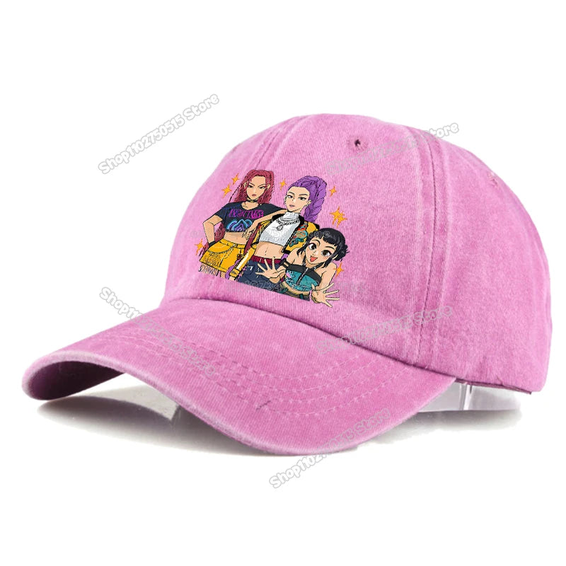 Gorras de Béisbol Retro Lavadas KPop Demon Hunters para Mujer y Niña, Gorras Snapback, Sombreros para el Sol, Gorra con Visera para Viajes al Aire Libre, Gorra Hip Hop Dad Hat