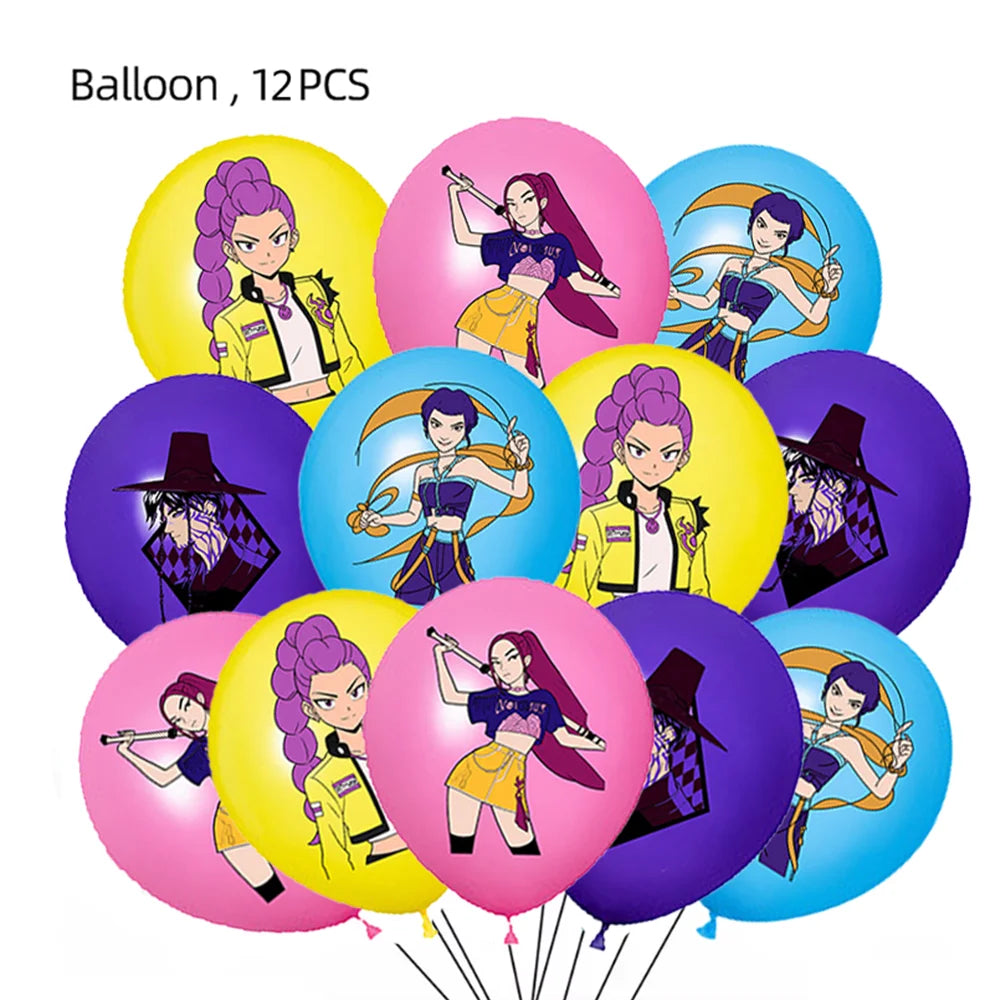 Kpop Demon Hunters niñas Huntrix Saja niños decoración de fiesta de cumpleaños para accesorios joyería Rumi Zoey Jinu Mira Fans HUNTERS regalos